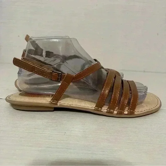 BOC Strappy Sandals - Size 8 - Brown Faux Leather - Picture 2 of 8